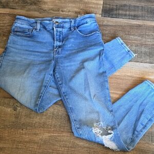 Good American Distressed High Rise Crop Jegging Size 4/27